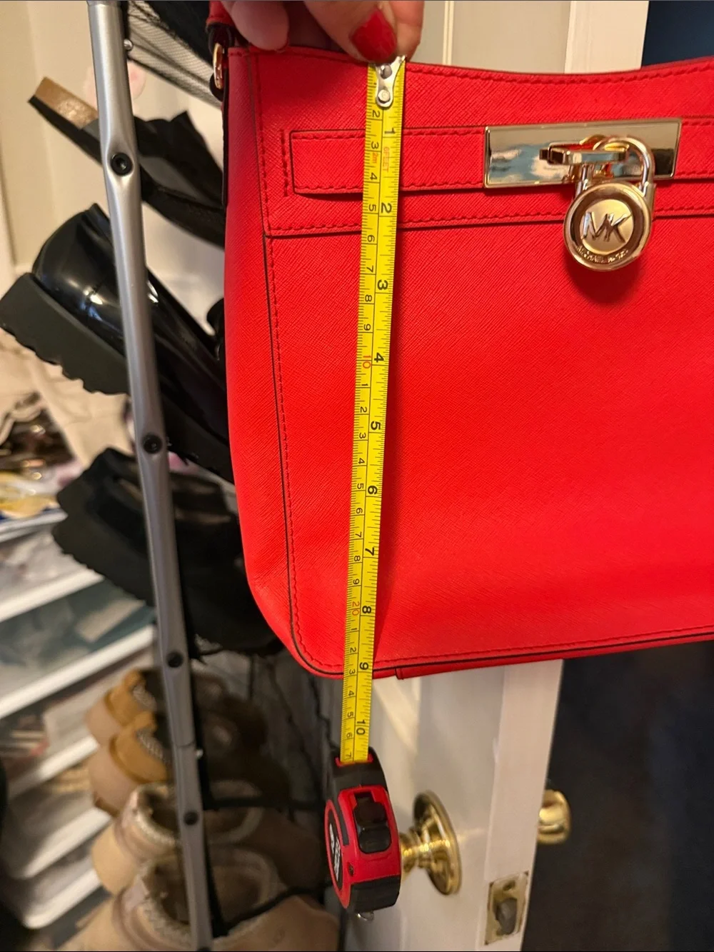 Michael Kors Red Leather Crossbody with Gold-Tone Hardware